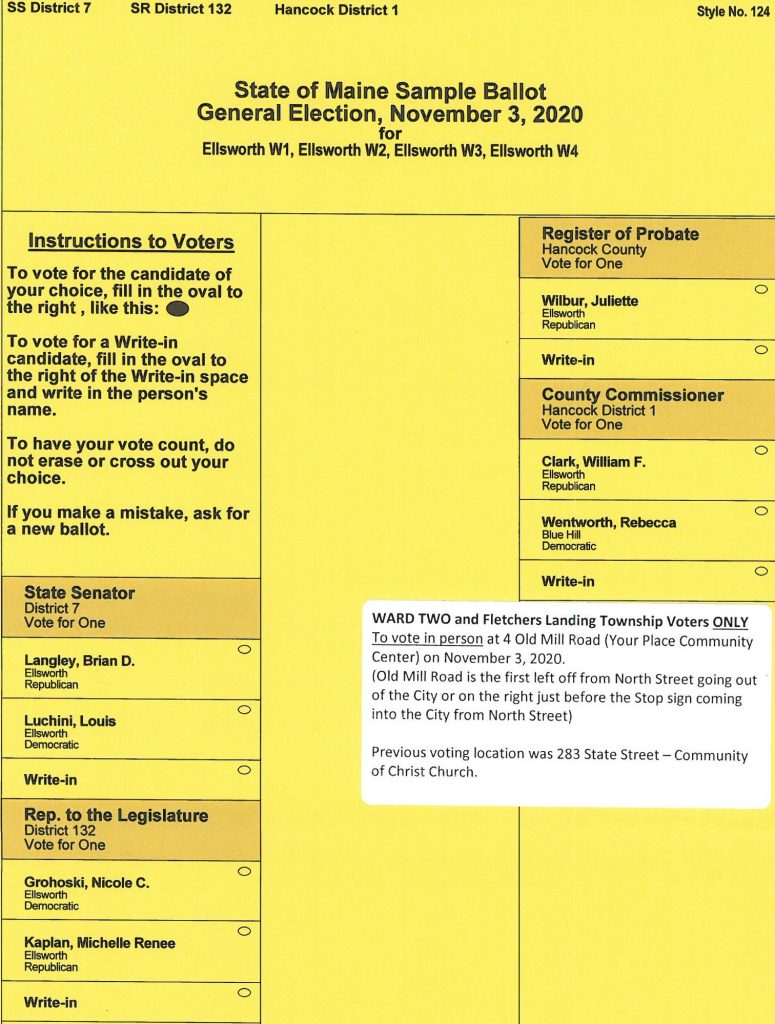 Sample Ballots for the November 3rd, 2020 Election - City of Ellsworth ...