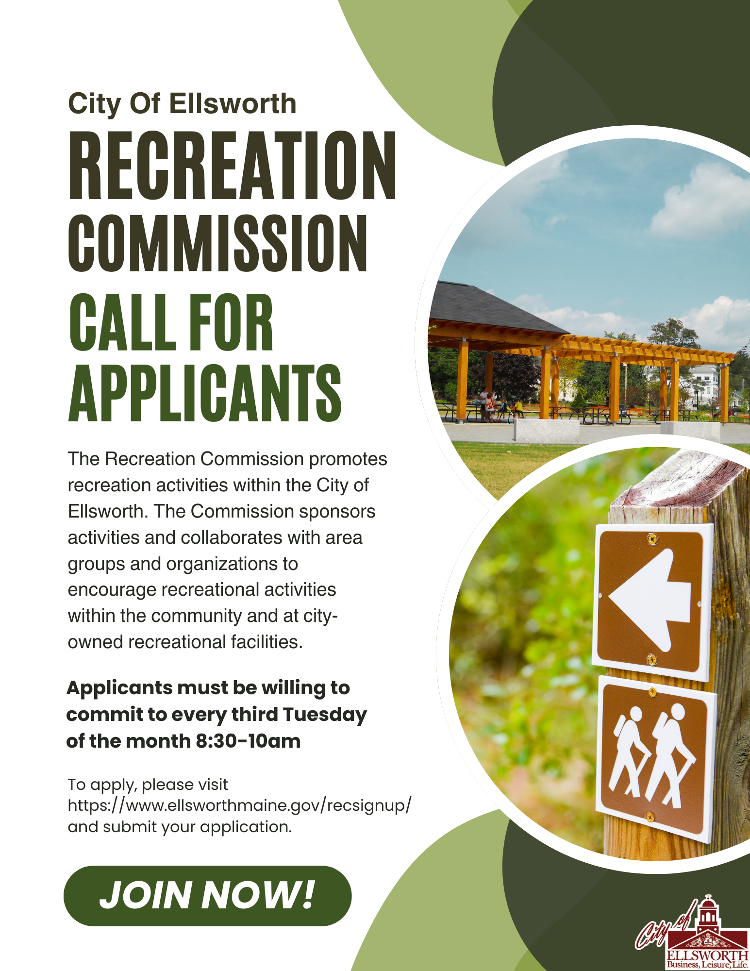 Flyer for recreation commission applicants